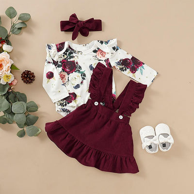 3PCS BABY GIRL LEOPARD PRINTED SKIRT SET