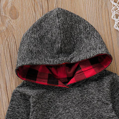 Conjunto de moletom com estampa xadrez para bebê