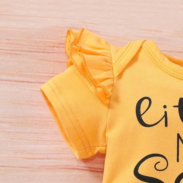 3 peças de body estampado de manga curta de girassol com conjunto estampado floral